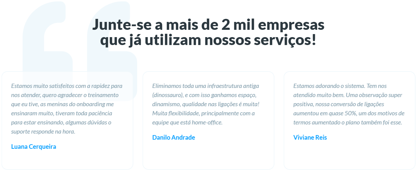Depoimentos de Clientes